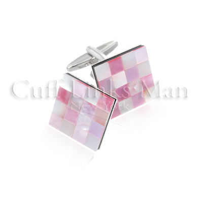 Stunning pink mother of pearl cuff links: this Italian creation shows the true beauty of mother of pearl, they have a very smooth finish and different pink tones that are complemented by the reflective and properties of mother of pearl.