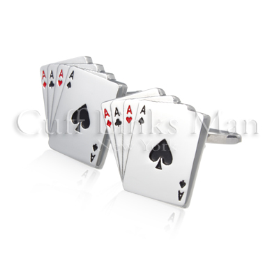 Four Ace Playing Cards Cuff Links: If you want people to think of the song Luck be a lady - Frank Sinatra when they see your cuff links then this is the best pair to go for.