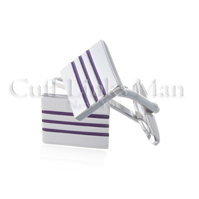 Traditional Rectangular Plum Striped Cuff Links: The perfect cufflinks for those who go for the elegant look while showing a trendy and futuristic design. 
