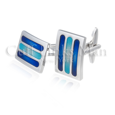 High Fashion Blue Rhodium Cuff Links: These are the perfect cufflinks to make a fashion statement, they have two tones of blue and perfect silver polish.