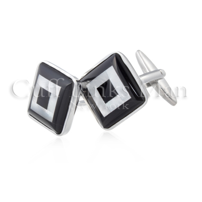Onyx Stone and MOP Square Cuff Links