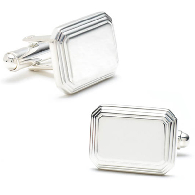 Personalize this pair of silver cufflinks with engraving of your initials.