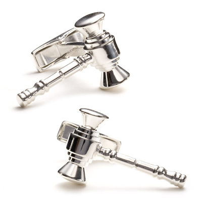 Sterling Legal Gavel Cufflinks - Perfect accessory for a judge.