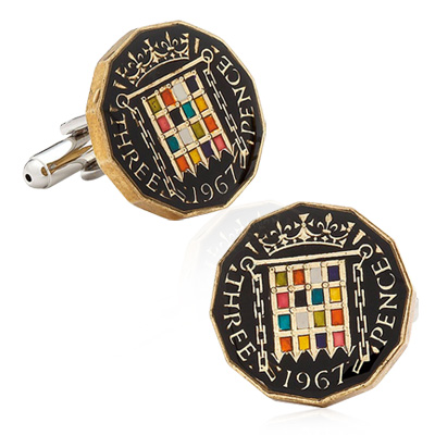 Hand Painted Three Pence Coin Cufflinks http://site.cufflinksman.com/images/cuffs/CLI-2338_Hand_Painted_Three_Pence_Coin_Cufflinks_1.jpg